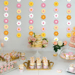 guirlande fleurs blanc rose jaune orange mariage anniversaire décoration festive papier simple opalescent