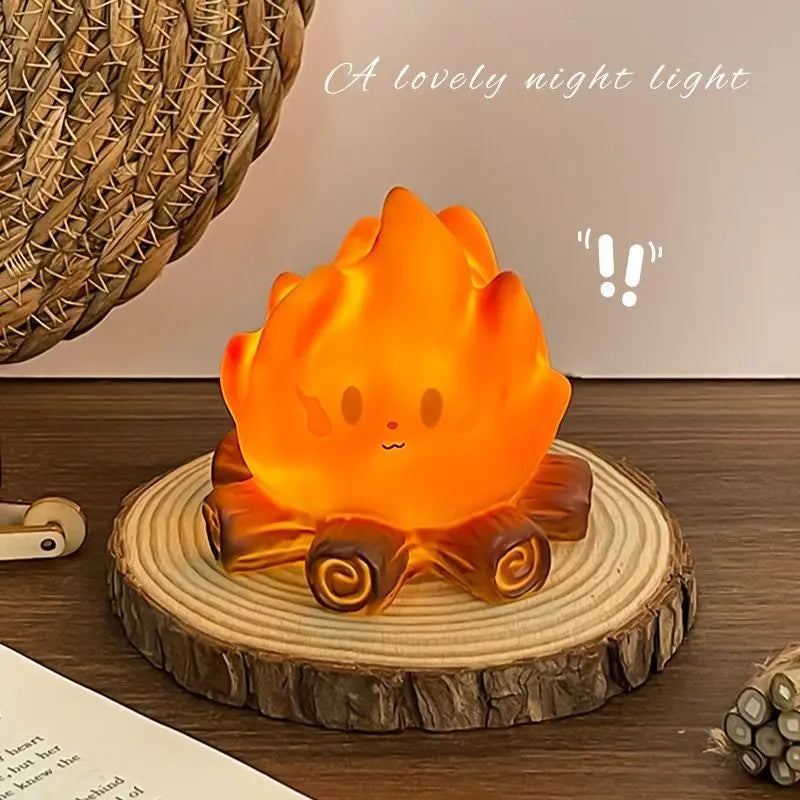 lampe table créative forme flamme dessin animé orange jaune mignon moderne chambre enfant