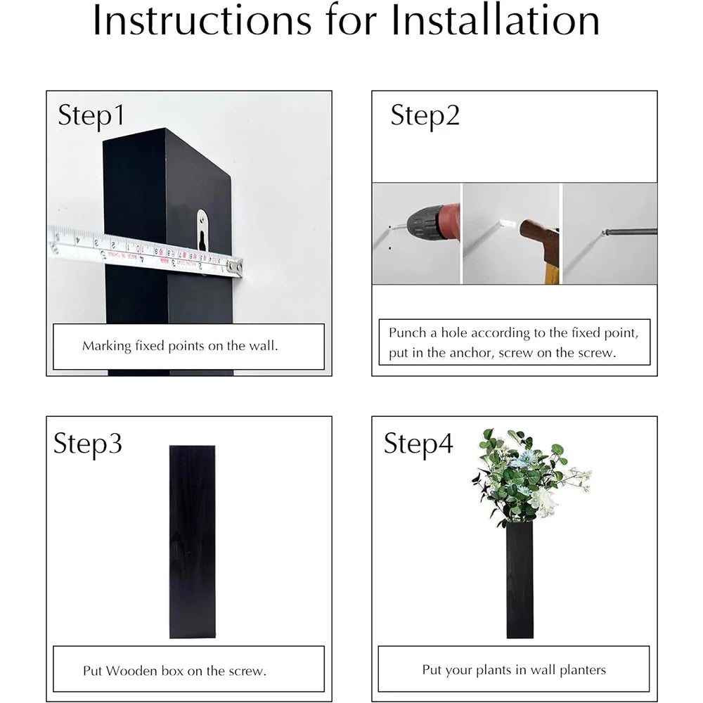planteurs murals bois noirs modernes plantes intérieur extérieur minimaliste