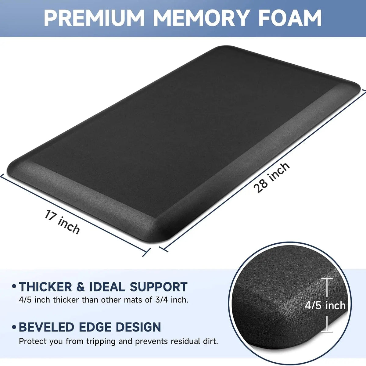 tapis noir imperméable antidérapant moderne épais 4/5 pouces confortable salon sol PVC resistant traces