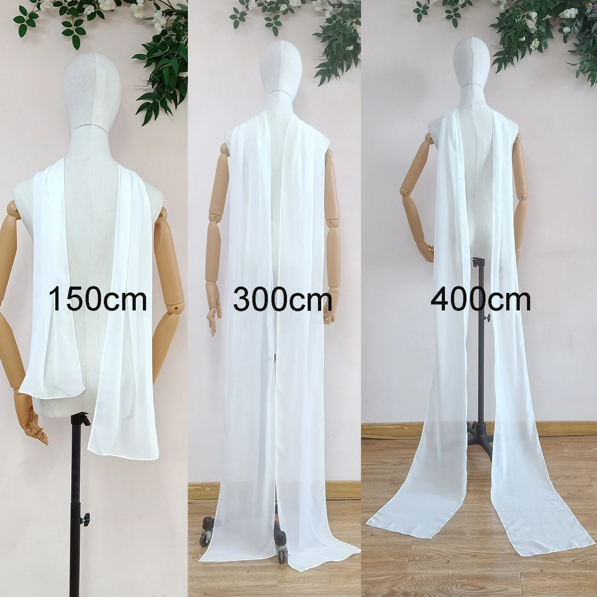 écharpe mariée voile blanc longue robe mariée élégante bohème