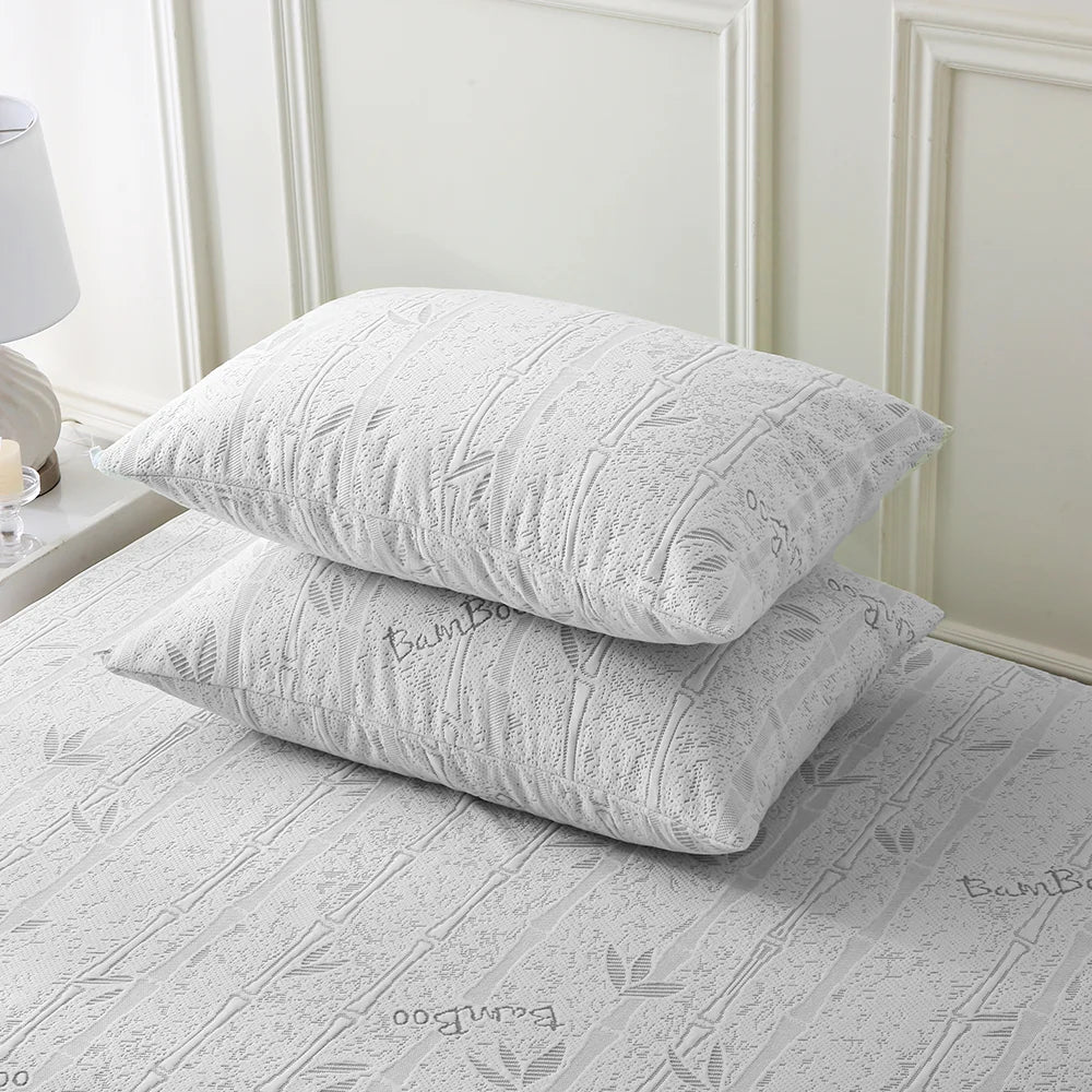 protège oreiller imperméable fibre bambou blanc vert clair moderne glissière 26x20cm 30x20cm 35x20cm 40x20cm