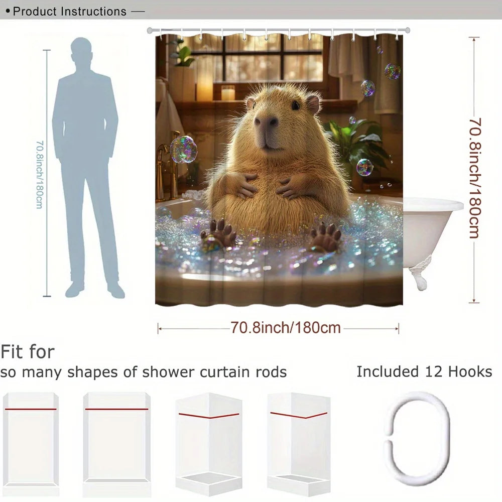 rideau douche capybara bain bulles moderne opac beige marron clair