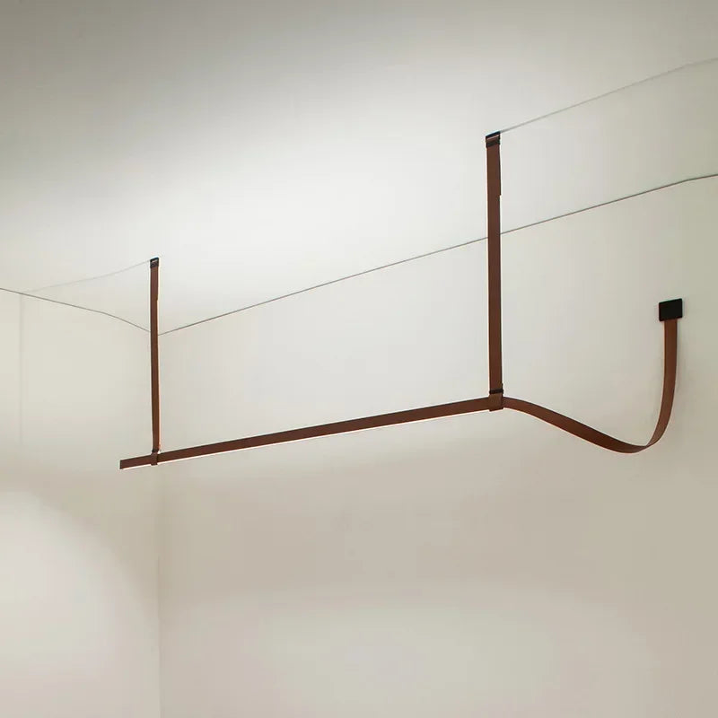 suspension lumineuse moderne marron clair lisse clips câbles 100cm 120cm lumière chaude neutre