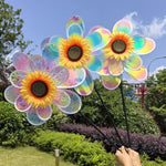 décoratif moderne fleur colorée rayures orange jaune bleu rose vert tringle noire extérieur jardin