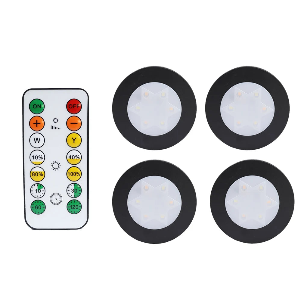 lampe led ronde noir blanche télécommande éclairage nuit chambre placard rechargeable batterie sèche moderne