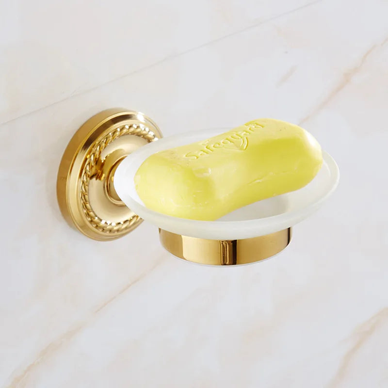 accessoires salle bain dorés élégants chrome classiques vintage fixations vis porte serviettes savon papier