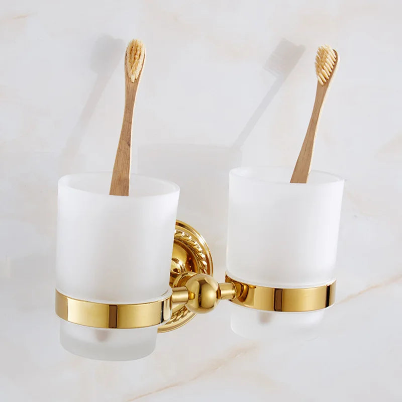 accessoires salle bain dorés élégants chrome classiques vintage fixations vis porte serviettes savon papier