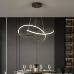 Suspension lumineuse moderne anneaux entrelacés blanc noir marron clair 50cm 60cm