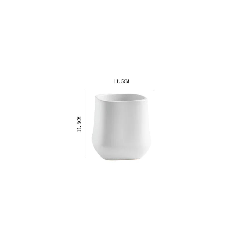 Cache pot céramique moderne blanc doré noir plante verte lisse brillant minimaliste