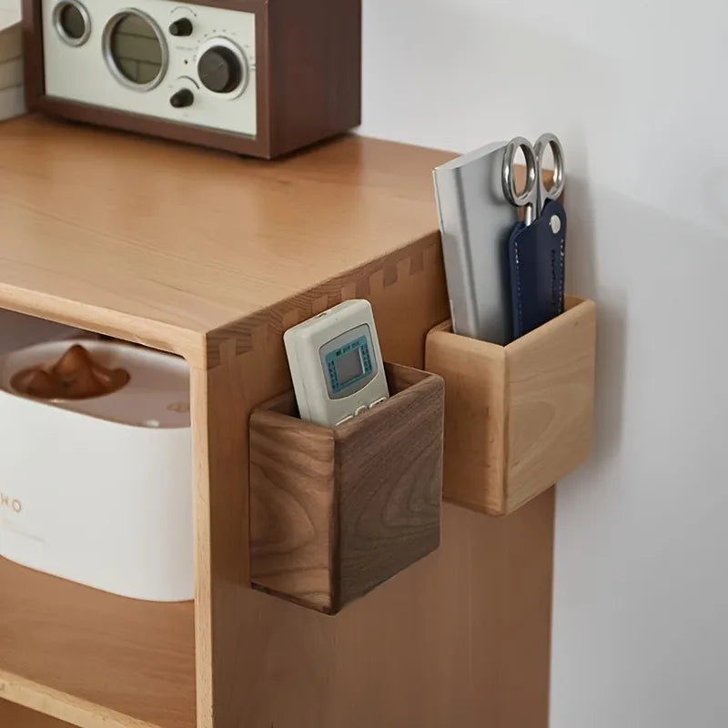 boîtes rangement bois adhésif minimaliste smartphone stylo ciseaux électronique opacité naturelle grain