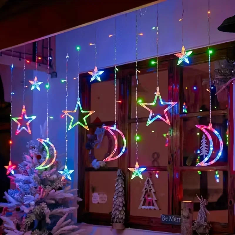 guirlande lumineuse étoiles lunes led multicolore blanche décoration noël ramadan chambre festive