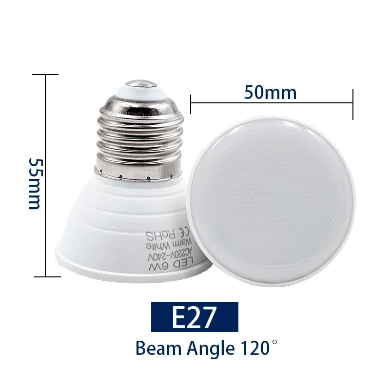 Ampoule LED E14 E27 GU10 MR16 6W 250 lumens blanc moderne 25000h opacité chambre