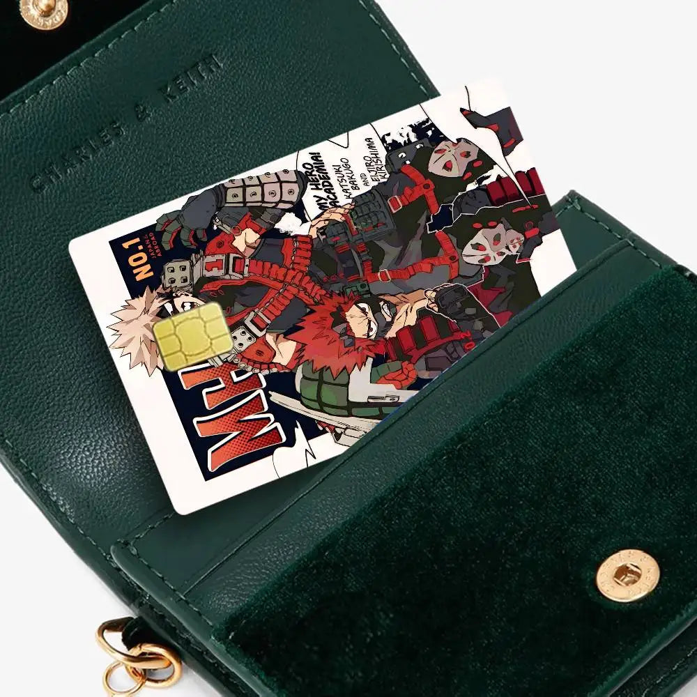 sticker carte crédit anime katsuki bakugo personnalisable réutilisable waterproof multicolore