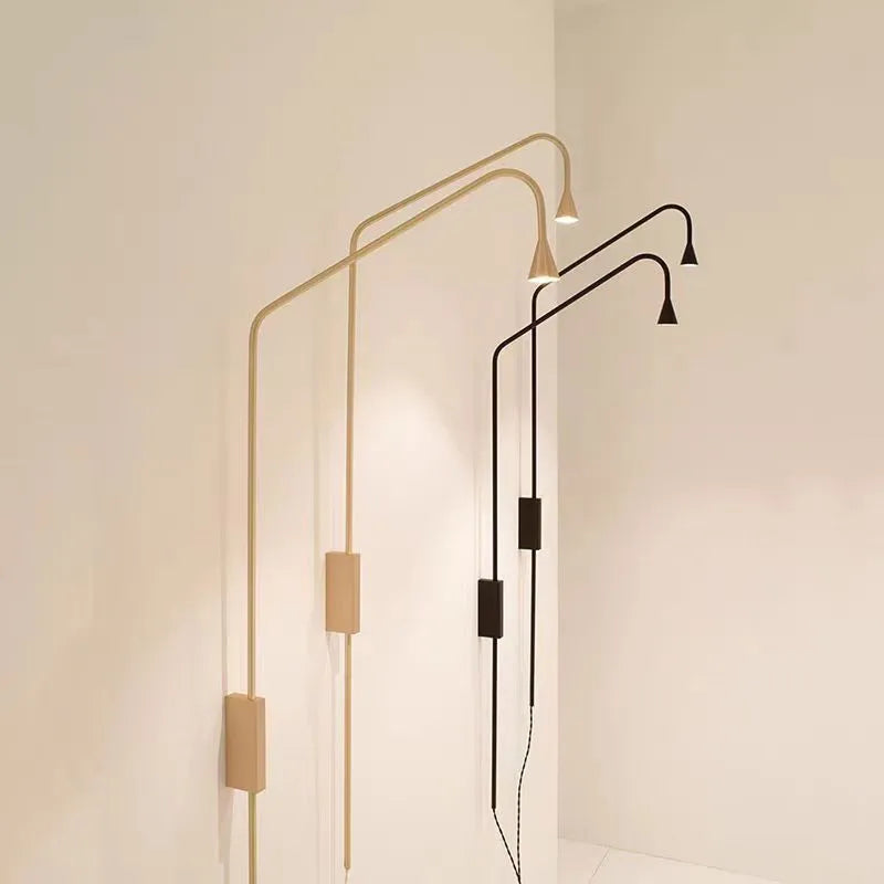 lampe sol or noir moderne minimaliste éclairage quotidien cuisine étude salle bain interrupteur câble