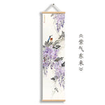 tableau suspendu traditionnel floral oiseaux fleurs fruits branches beige bleu rouge noir violet rose