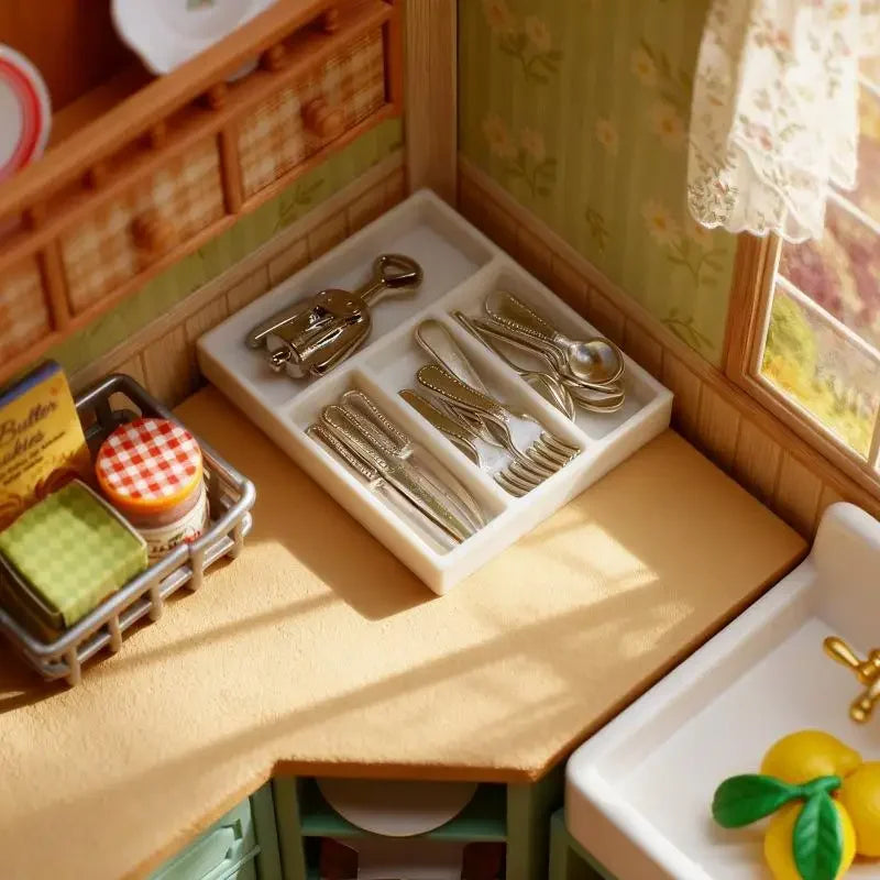 organisateur couverts miniatures vert rose beige moderne cuisine vaisselle clips cuillères fourchettes couteaux ouvreur