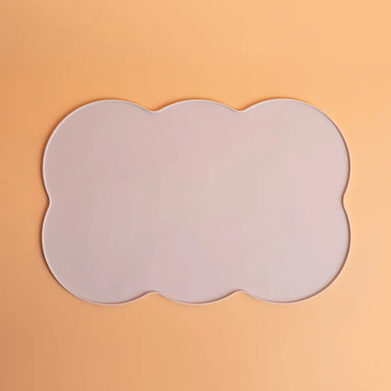 tapis animaux compagnie imperméable deux gamelles intégrées moderne ludique rose jaune gris