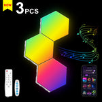 lampe murale hexagonale multicolore diy clips application mobile moderne gradation couleurs veilleuse led