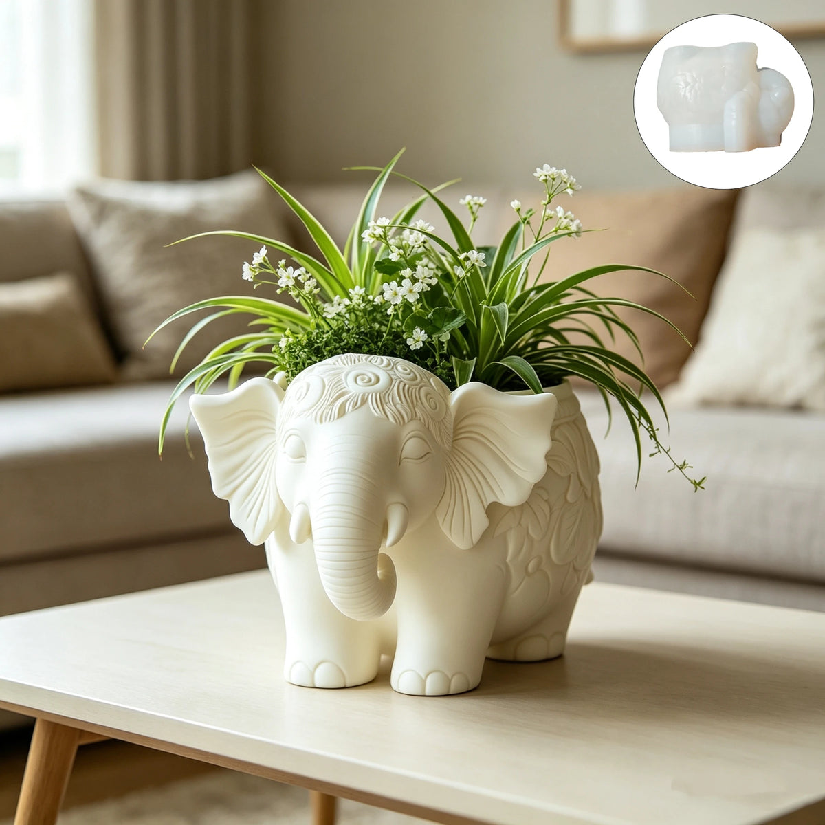 pots fleurs silicone forme éléphant relief floral diverses plantes verte fleurs cactus succulentes opacité