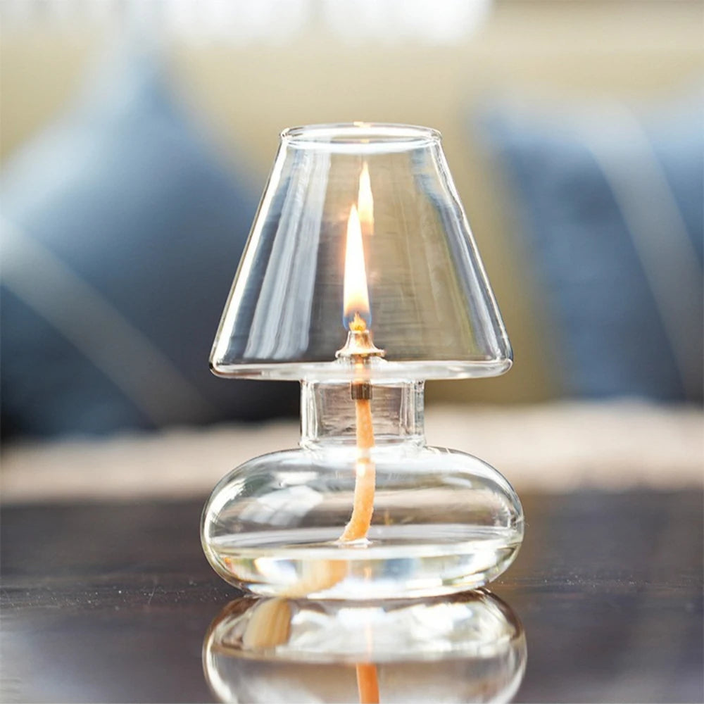 lampe huile verre moderne transparent simple décoration maison bougie cordon minimaliste fonctionnelle