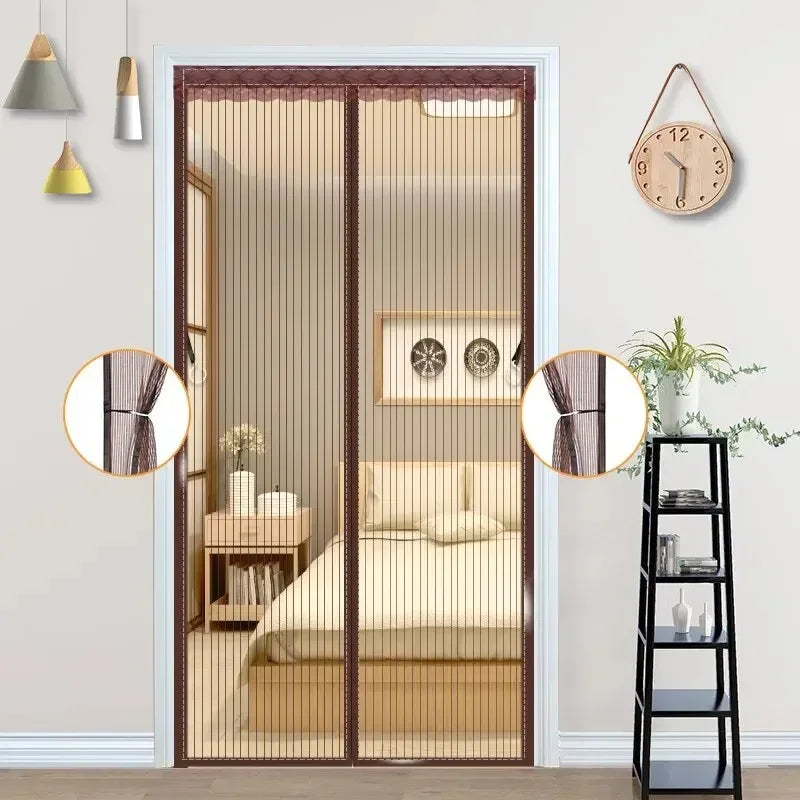 rideau moustiquaire aimants porte noir maille fine anti insectes moderne ventilation chambre