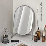 miroir maquillage argenté moderne portable ovale pouces pieds solides aluminium lisse salon chambre bain