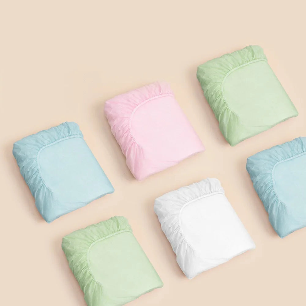 drap housse jetable lit simple double élastique blanc bleu rose vert violet lisse minimaliste
