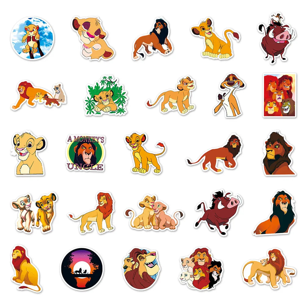 stickers disney roi lion multicolores personnages simba adhésifs scrapbooking skateboard téléphone