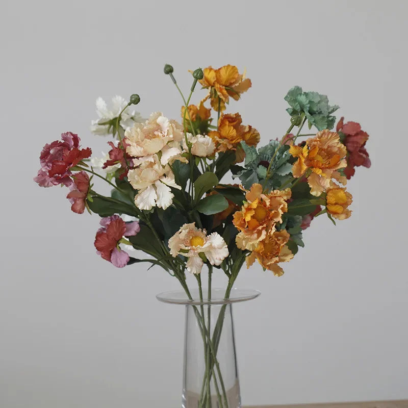 bouquet artificiel multicolore fleurs soie modernes intérieur mariage anniversaire décoration transparente