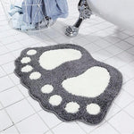 tapis bain gris blanc empreintes pieds doux moelleux moderne absorption d'eau