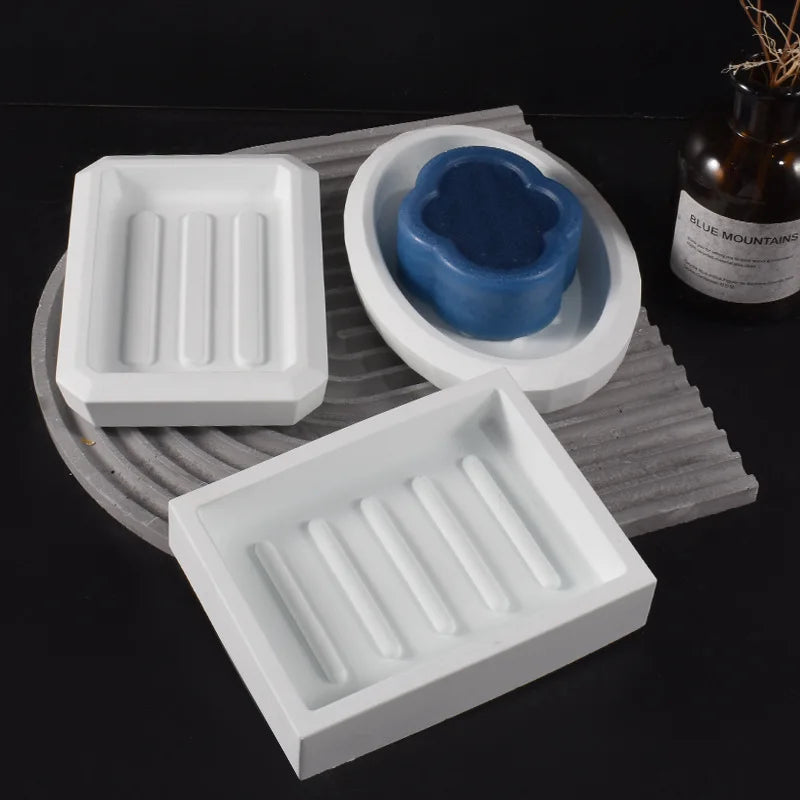 moules savon silicone blanc moderne rectangulaire ovale section drainage