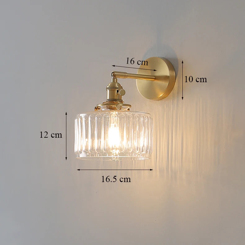 lampe murale or transparent moderne interrupteur rayures horizontales verre chambre cuisine étude