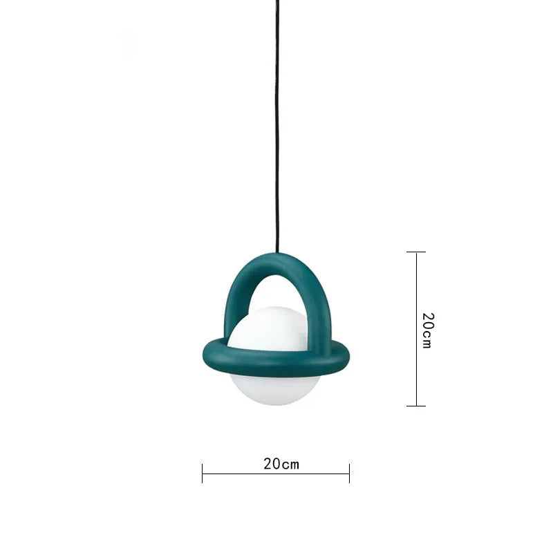 suspension lumineuse moderne pendentif acrylique noir blanc orange bleu rouge anneau métal lampe LEDflux60