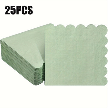 serviettes papier vert pastel ondulées festives table mariage 100 pièces 25x25cm