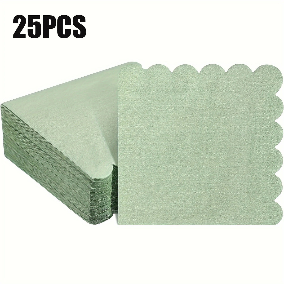 serviettes papier vert pastel ondulées festives table mariage 100 pièces 25x25cm