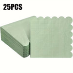 serviettes papier vert pastel ondulées festives table mariage 100 pièces 25x25cm