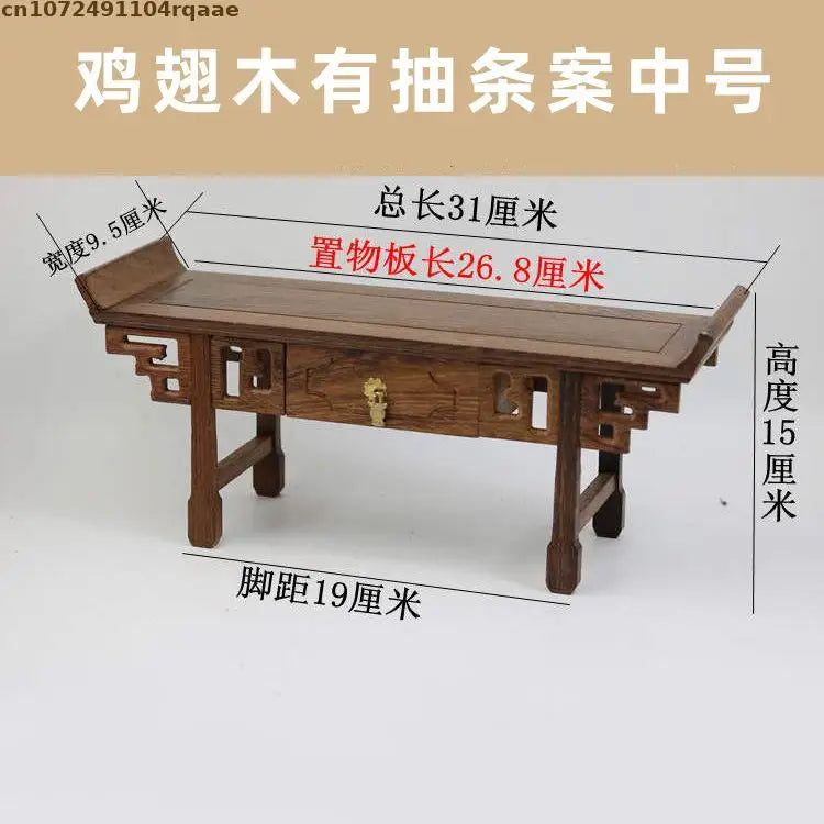 meuble bois chinois étagères sculptées pots fleurs figurine bouddha plante artificielle stand thé
