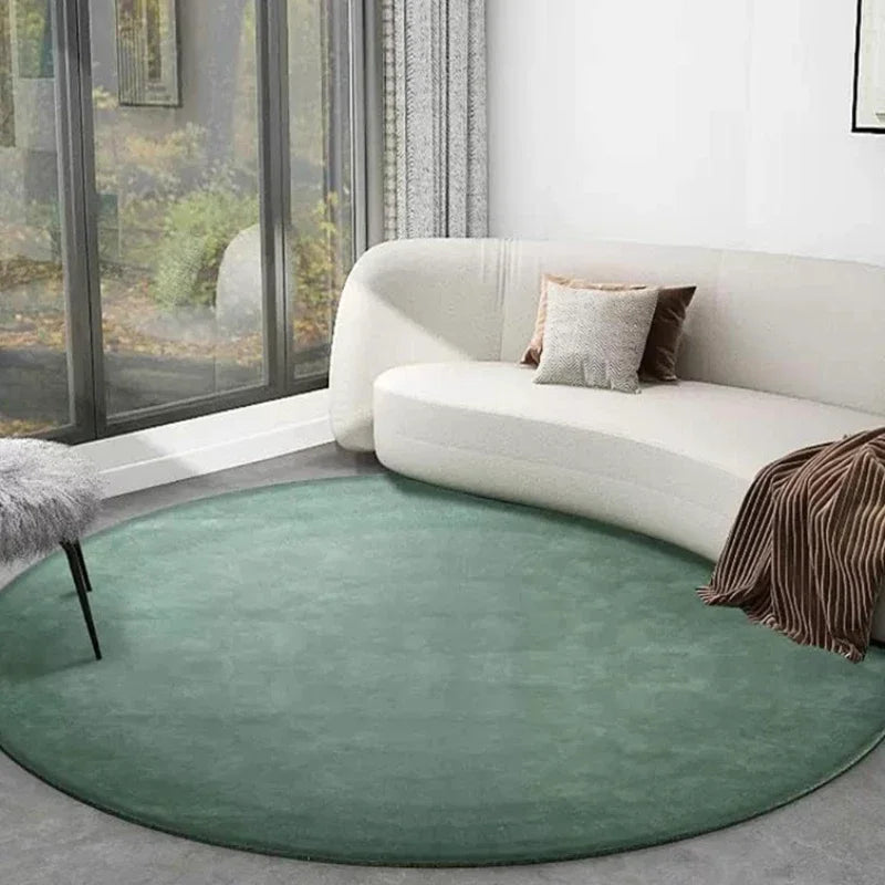tapis rond vert foncé peluche douce moderne salon chambre extérieur salle bain 80x80cm 120x120cm