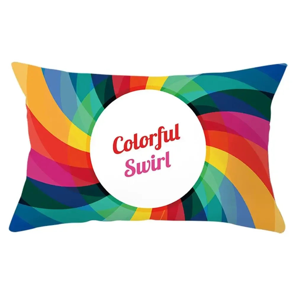 coussin rectangulaire géométrique multicolore décoration intérieure moderne polyester confortable 30x50cm fixations