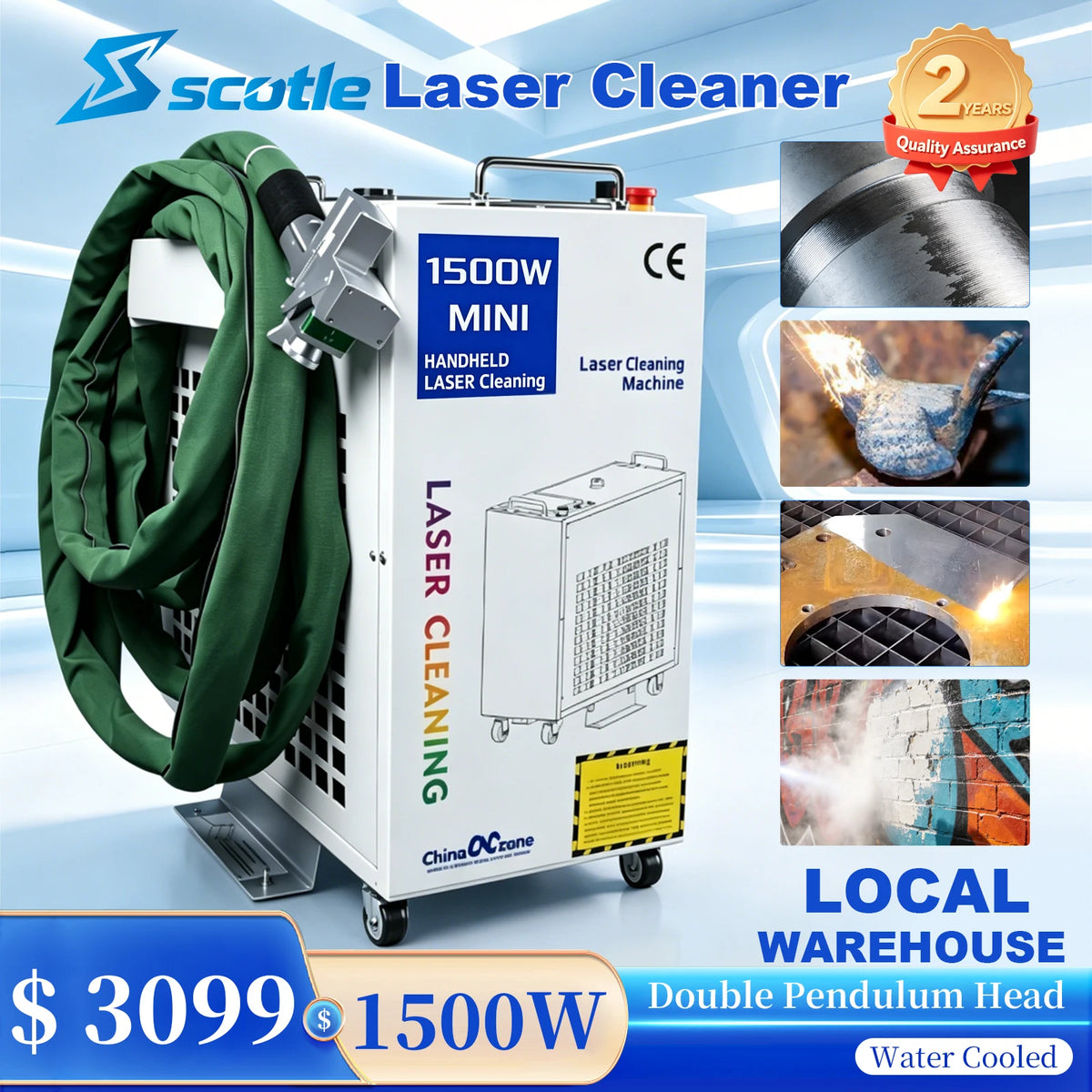 nettoyage laser machine main rust oil paint remover water refroidissement double pendule