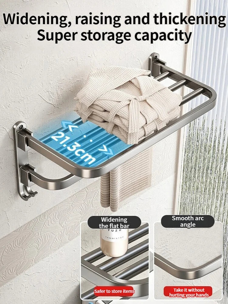 porte serviettes mural aluminium gris lisse moderne serviettes coton brosse dents fixations vis 21.5cm