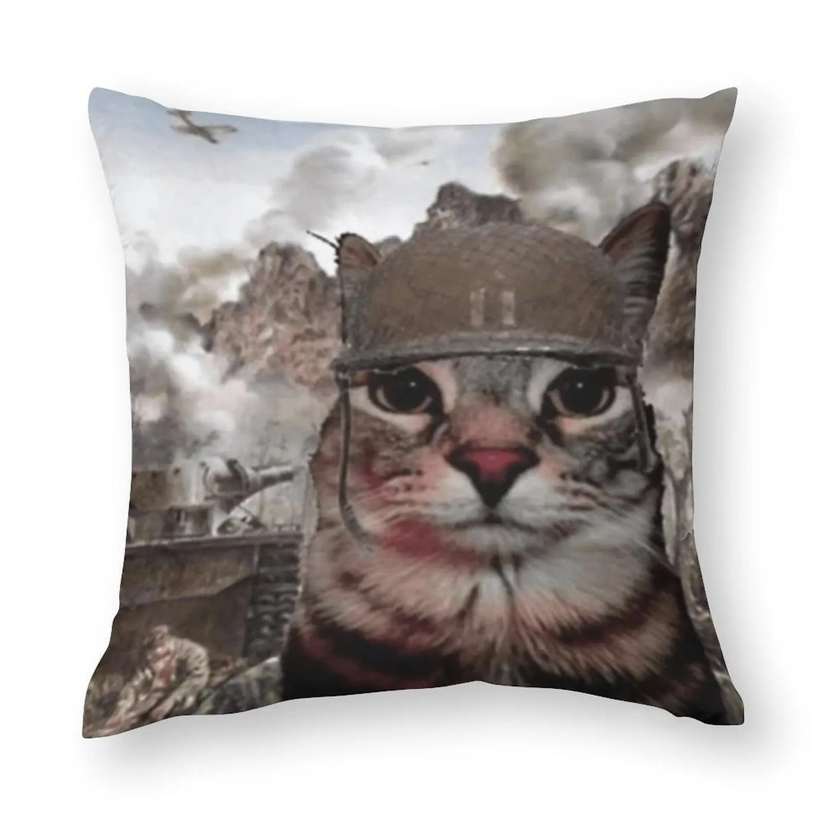 housse coussin carré imprimé chat militaire multicolore décoration moderne canapé chambre voiture 100 polyester