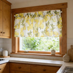 rideau pastoral imprimé citrons jaunes blancs feuilles vintage maison
