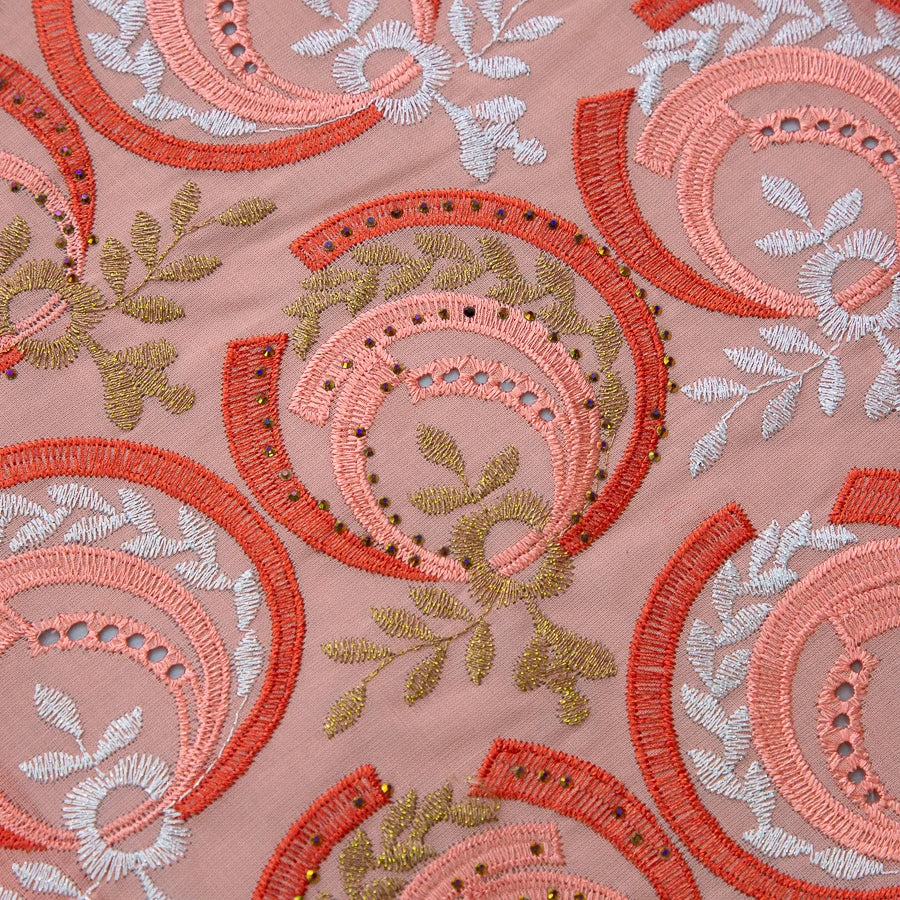 tissu polyester dentelle voile broderie fleurs élégant mariage soirée rose bleu violet beige