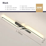 lampe moderne minimaliste noir blanc rectangulaire lisse 60cm 80cm 100cm 120cm led stepless dimming