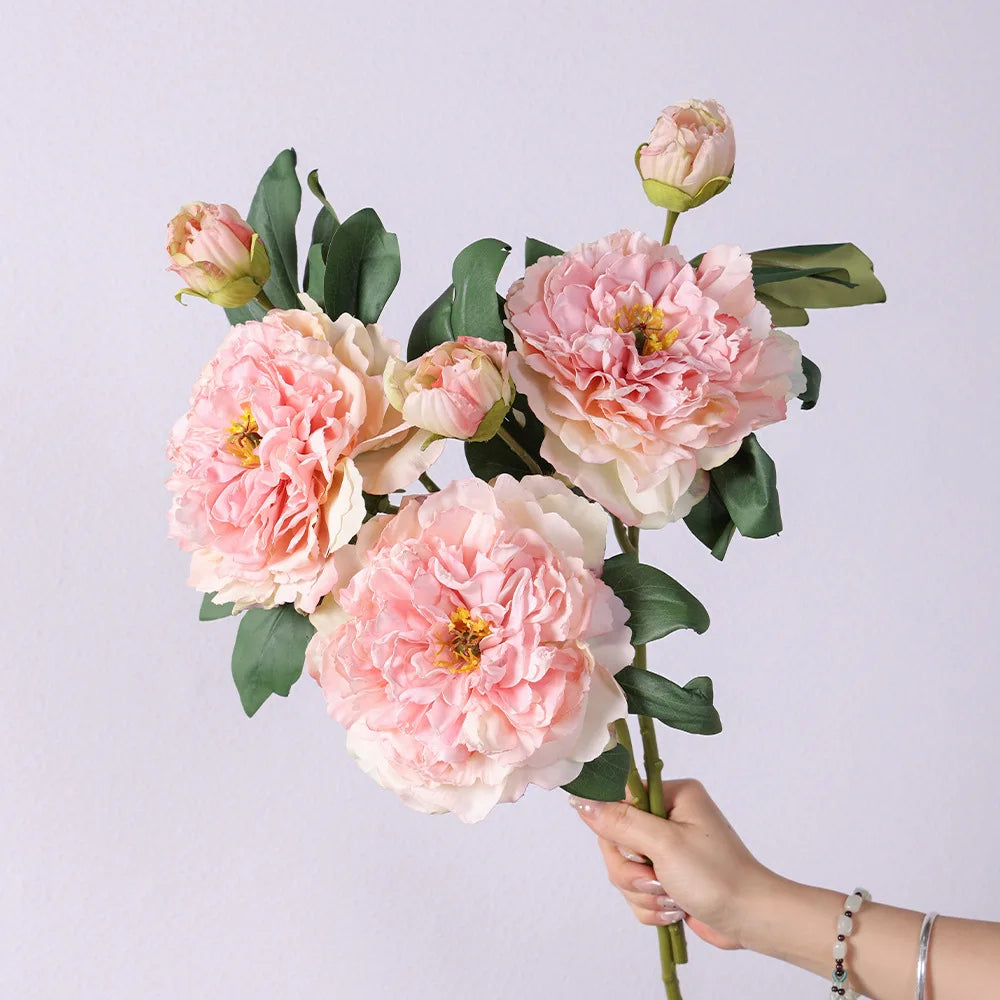 bouquet fleurs artificielles pivoine rose orange violet blanc decoration maison mariage anniversaireintérieur