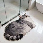 tapis bain forme chat doux moelleux antidérapant absorbant séchage rapide décoration maison gris blanc