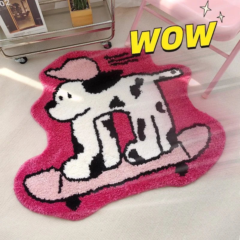 tapis créatif dessin animé feuilles monstera animaux adhésif imperméable antidérapant intérieur enfant polyester PVC