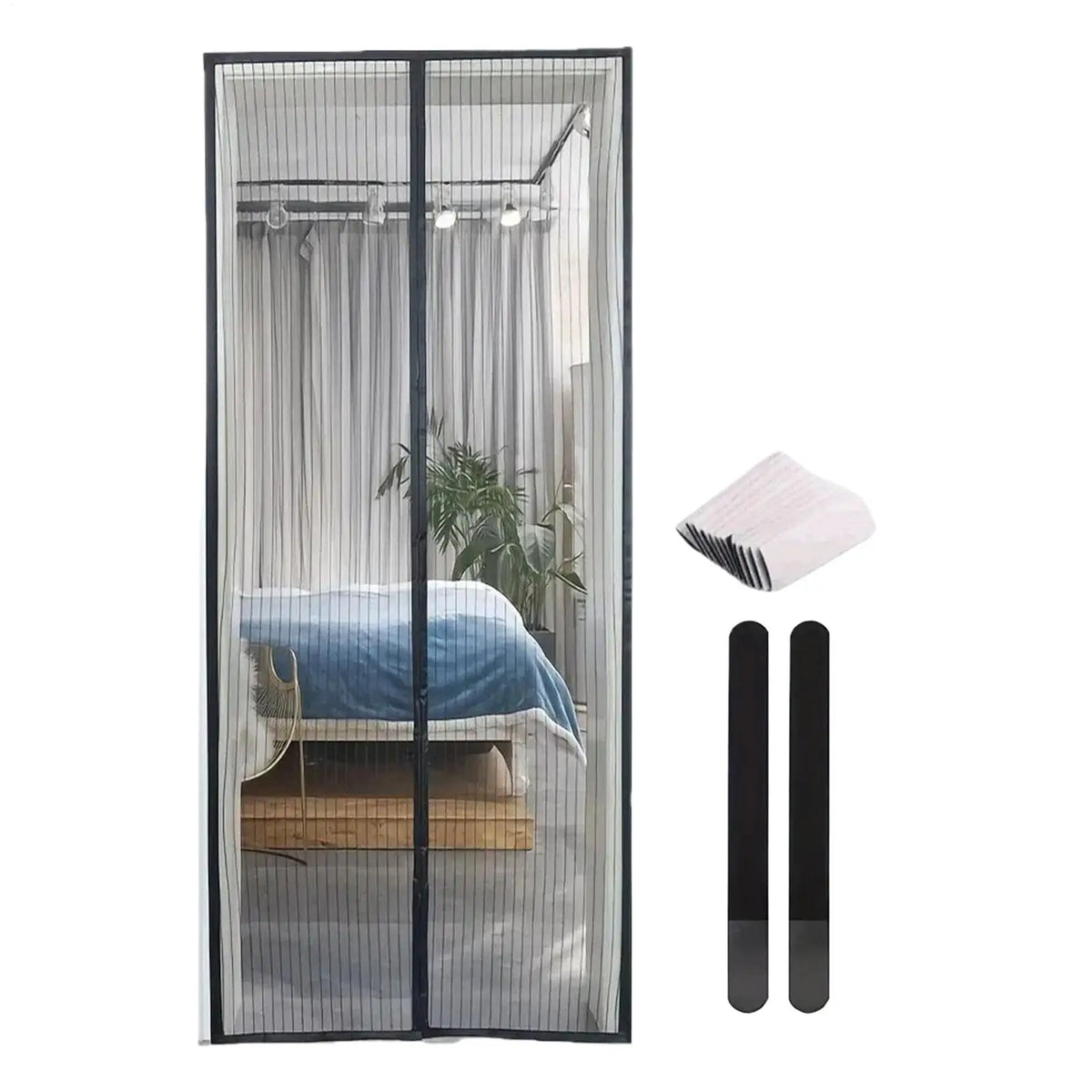 rideau moustiquaire noir maille fine adhésif magnétique porte patio moderne femmes hommes